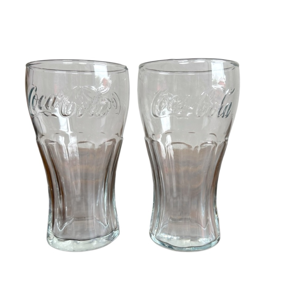 Vintage Coca Cola Retro Clear Soda Drinking Glasses Set Of 2